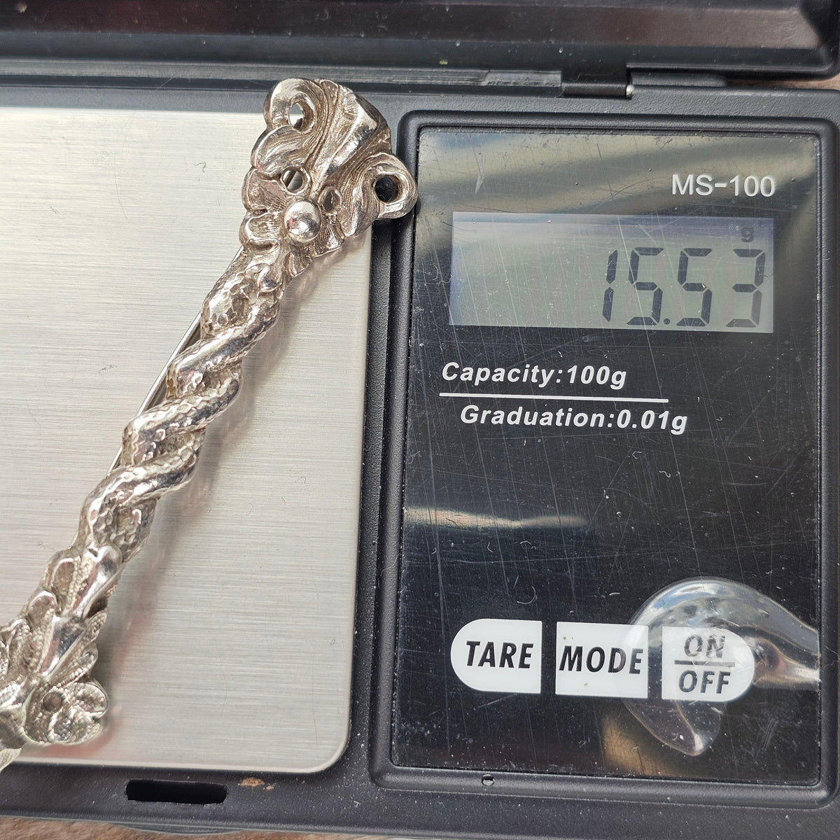 Vintage Silver Brooch Made From Antique Spoon Handle