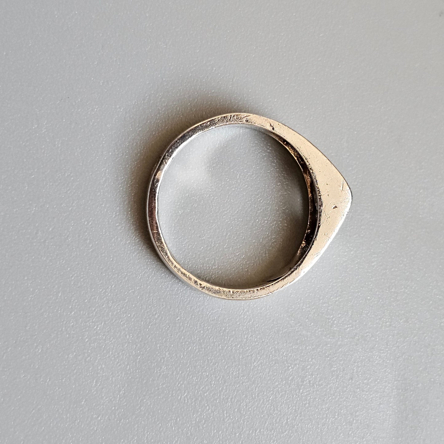 Vintage Modernist Style 1980s-1990s Polish Sterling Silver & Crystal Ring