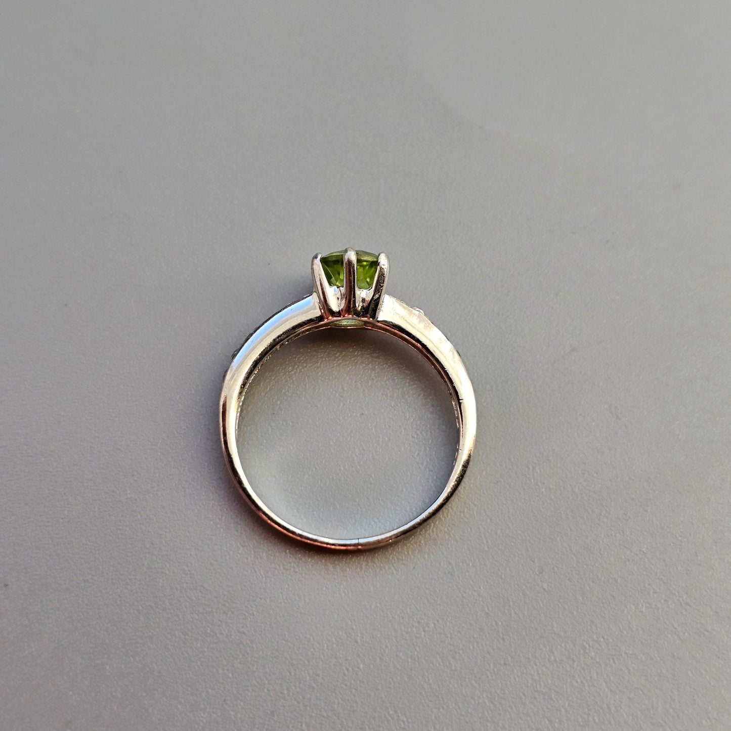 Peridot, Cubic Zirconia & Sterling Silver Ring