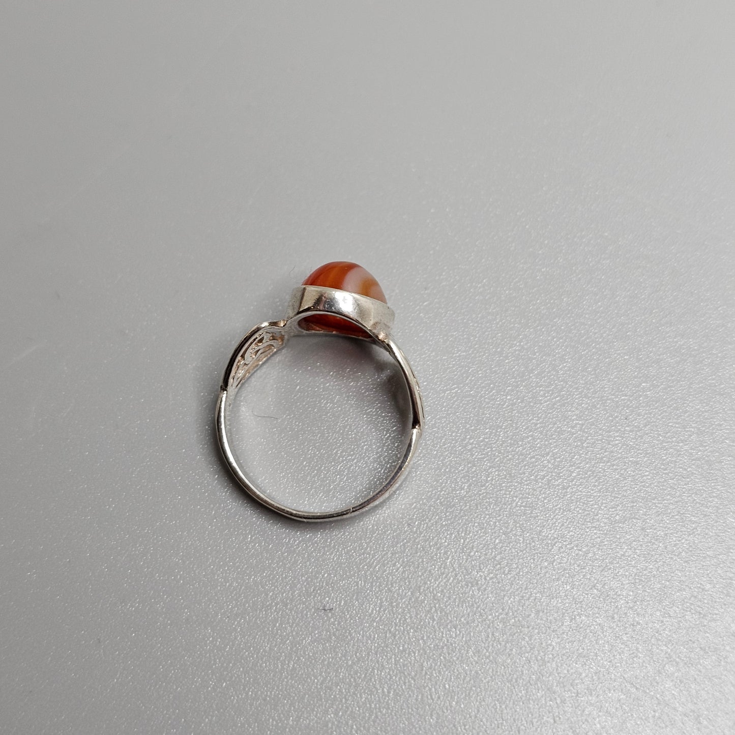 Vintage Silver & Carnelian Agate Ring - UK Ring Size K 1/2 - US Ring Size 5.5