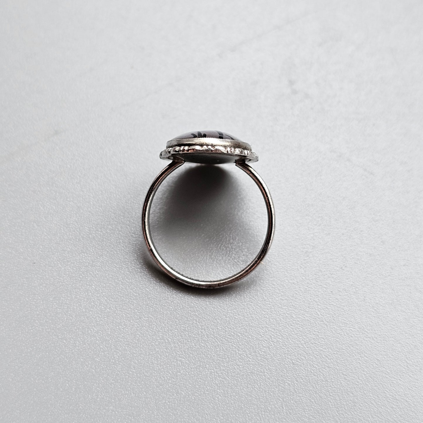 Vintage Sterling Silver Thomas Mott Painted Butterfly Wing Ring