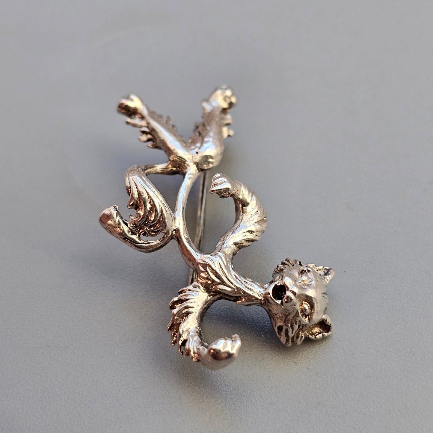 Vintage Silver Cat Brooch