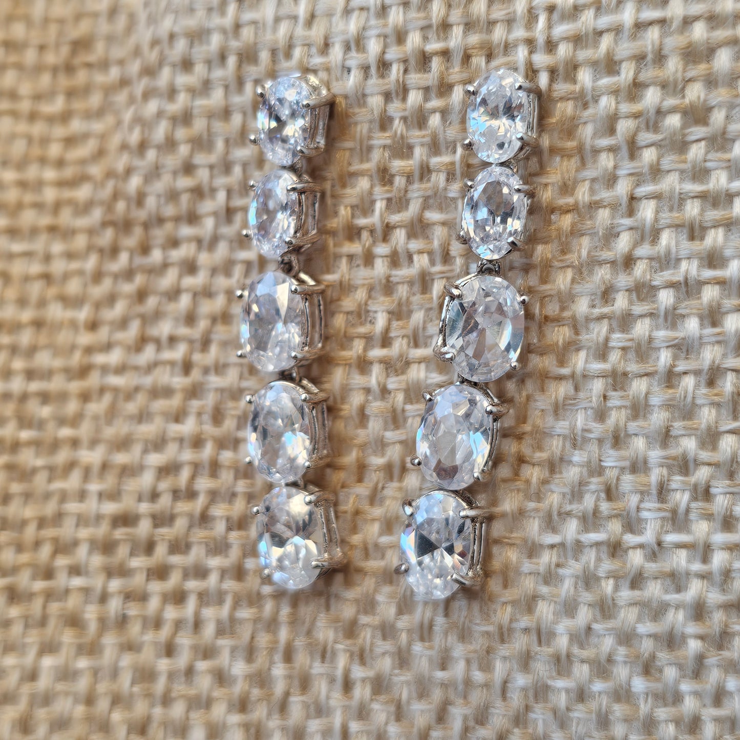 Sterling Silver & Cubic Zirconia Drop Earrings 35mm drop
