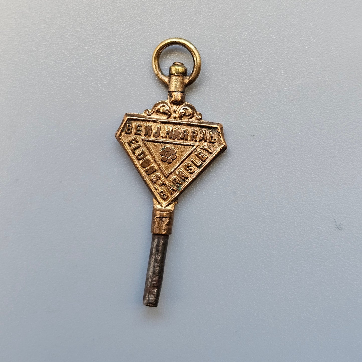 Ben J Harral Eldon Street Barnsley Watchmaker & Jeweller Antique Advertising Pocket Watch Key