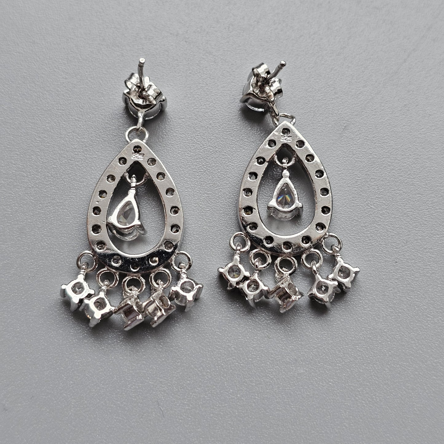 Sterling Silver & Crystal Tear Drop Dangle Earrings