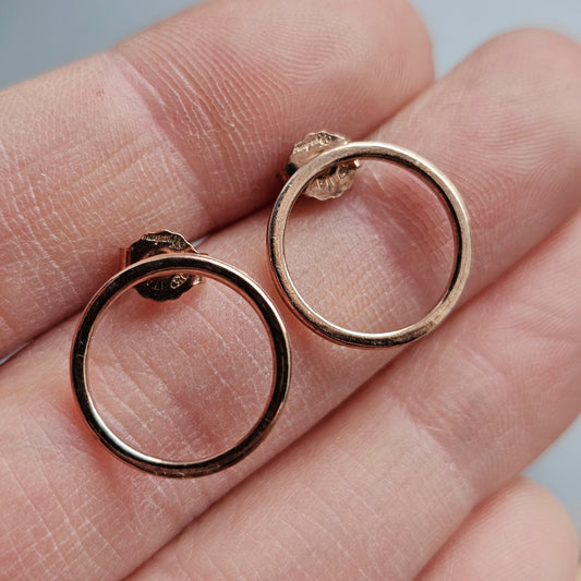 Italian Sterling Silver Circle Stud Earrings by Dyadema Rose Gold Colour