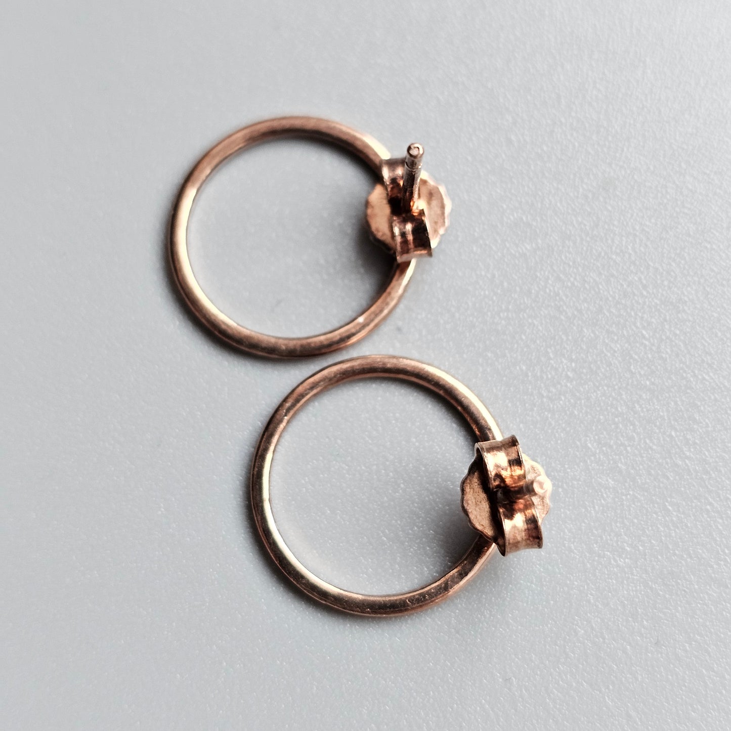 Italian Sterling Silver Circle Stud Earrings by Dyadema Rose Gold Colour