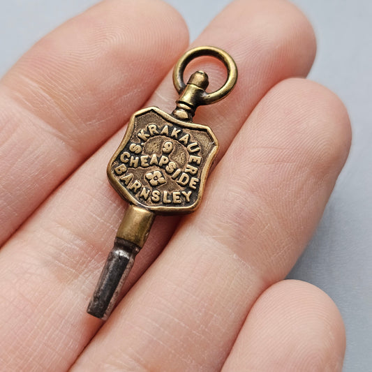 S.Krakauer 9 Cheapside Barnsley Watch Maker and Jeweller Antique Advertising Pocket Watch Key
