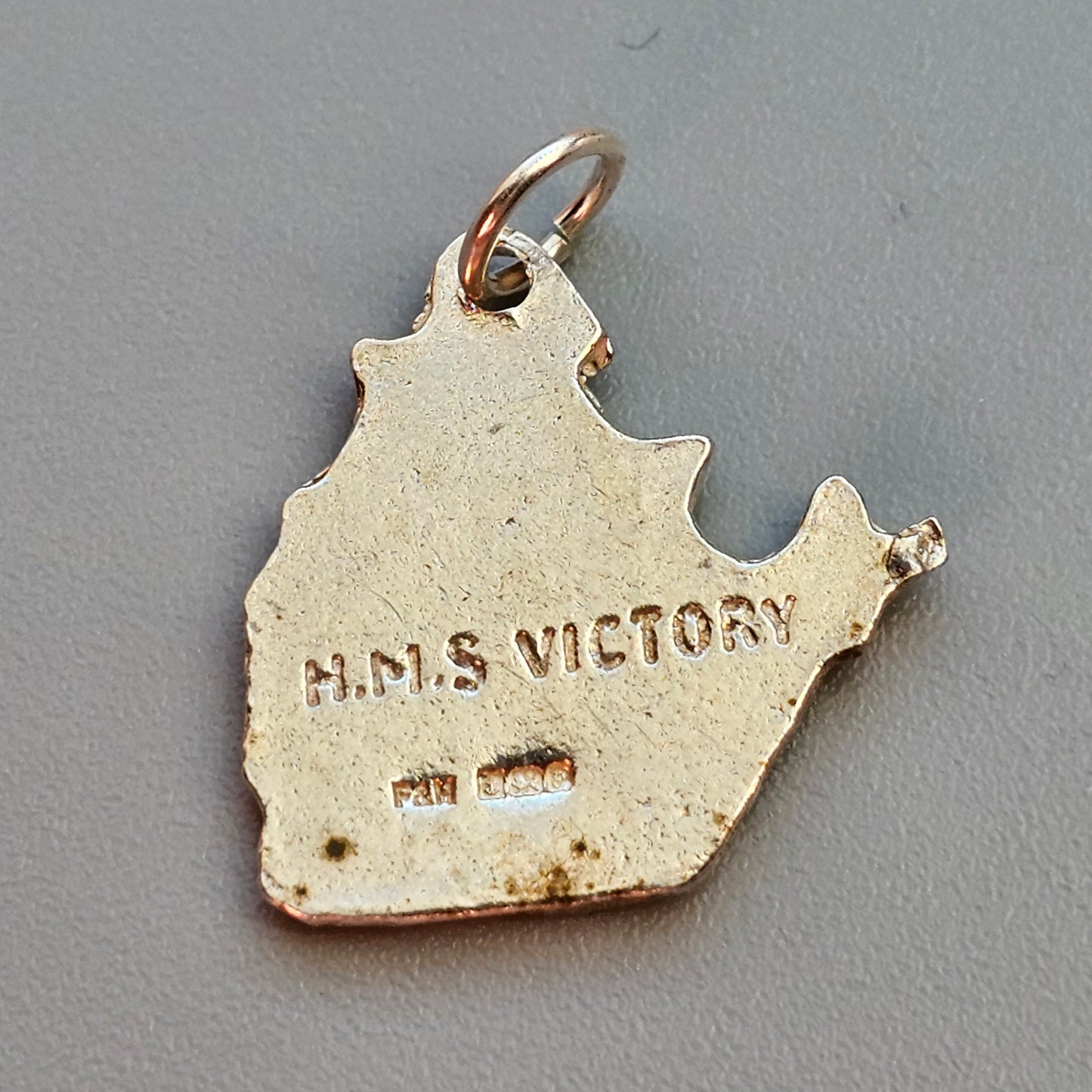 Vintage 1970s HMS Victory Silver Bracelet Charm Pendant 1979