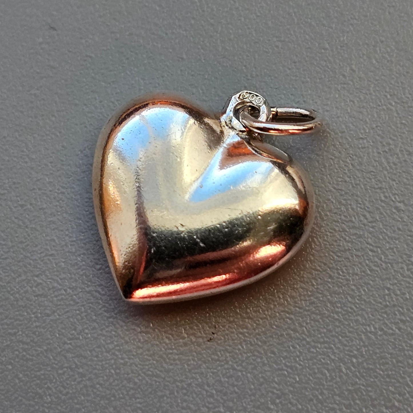 Vintage Silver Hand-Engraved Heart Bracelet Charm Pendant