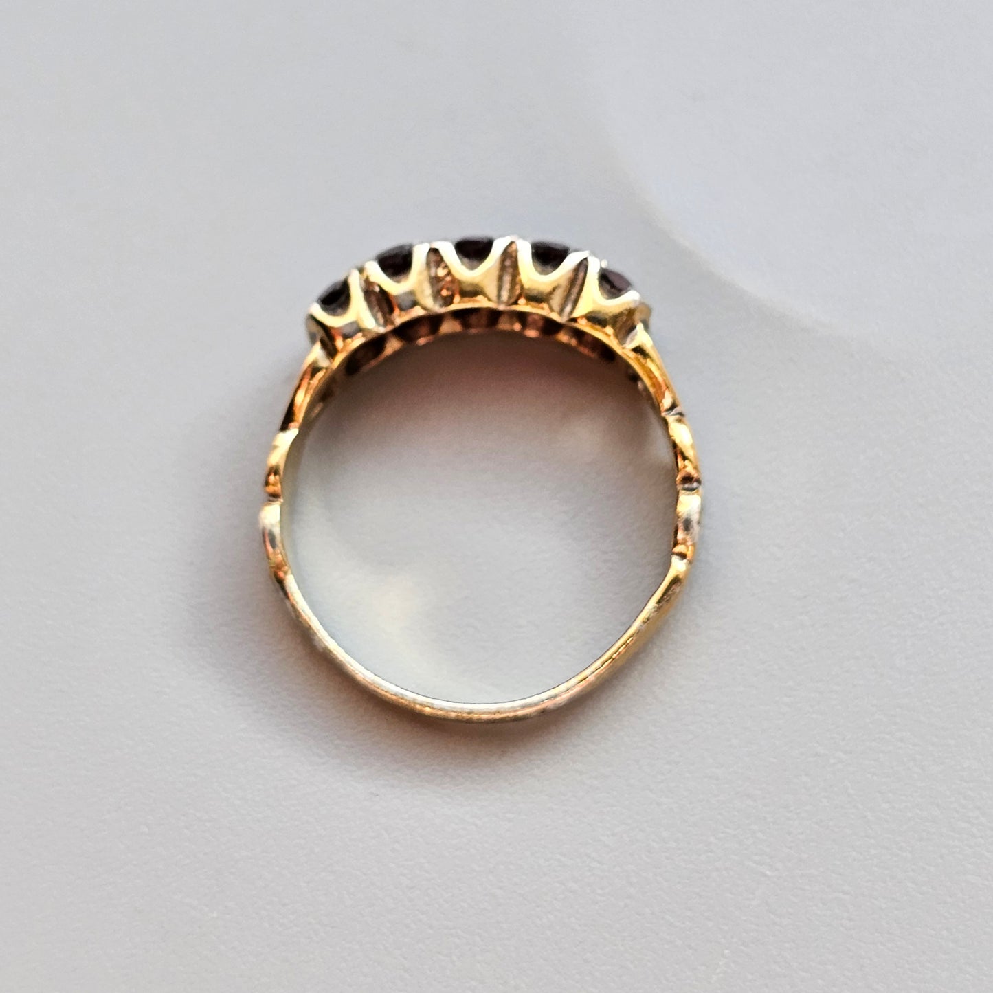 Vintage Antique Style Five Stone Garnet Silver Ring