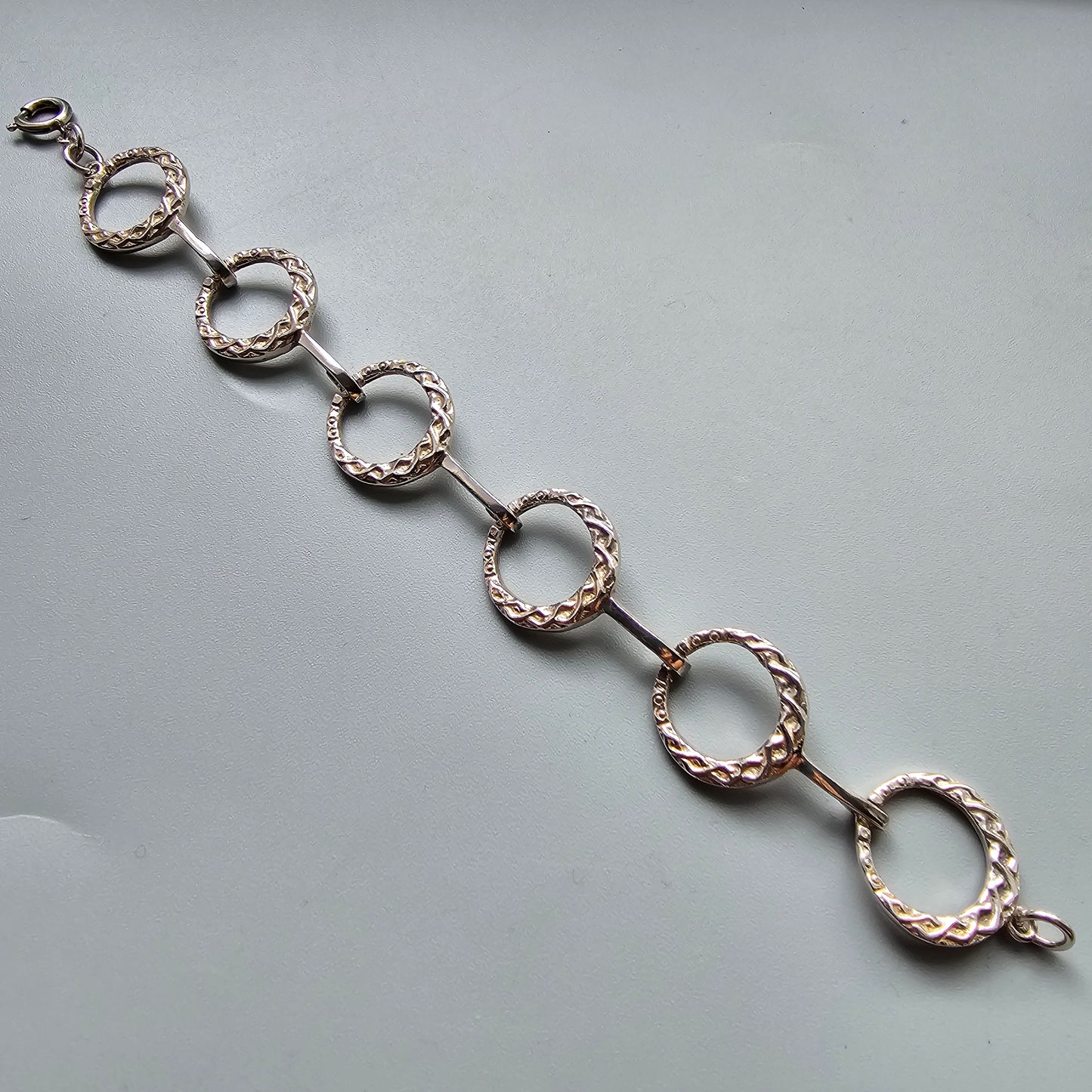 Vintage Scottish Silver Ring Link Bracelet by Malcolm Gray Ortak