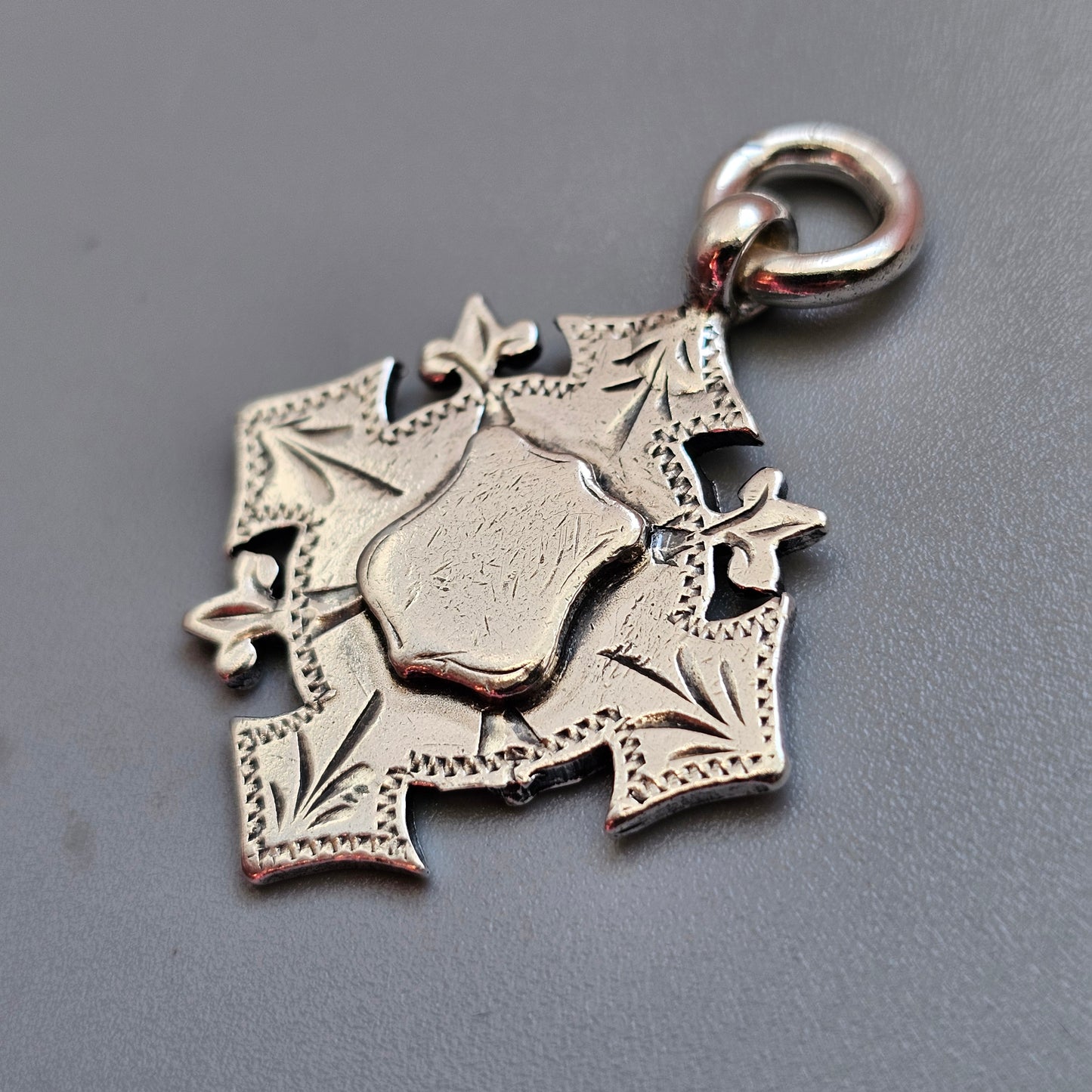 Antique Late Victorian Sterling Silver Pocket Watch Fob / Necklace Pendant 1897