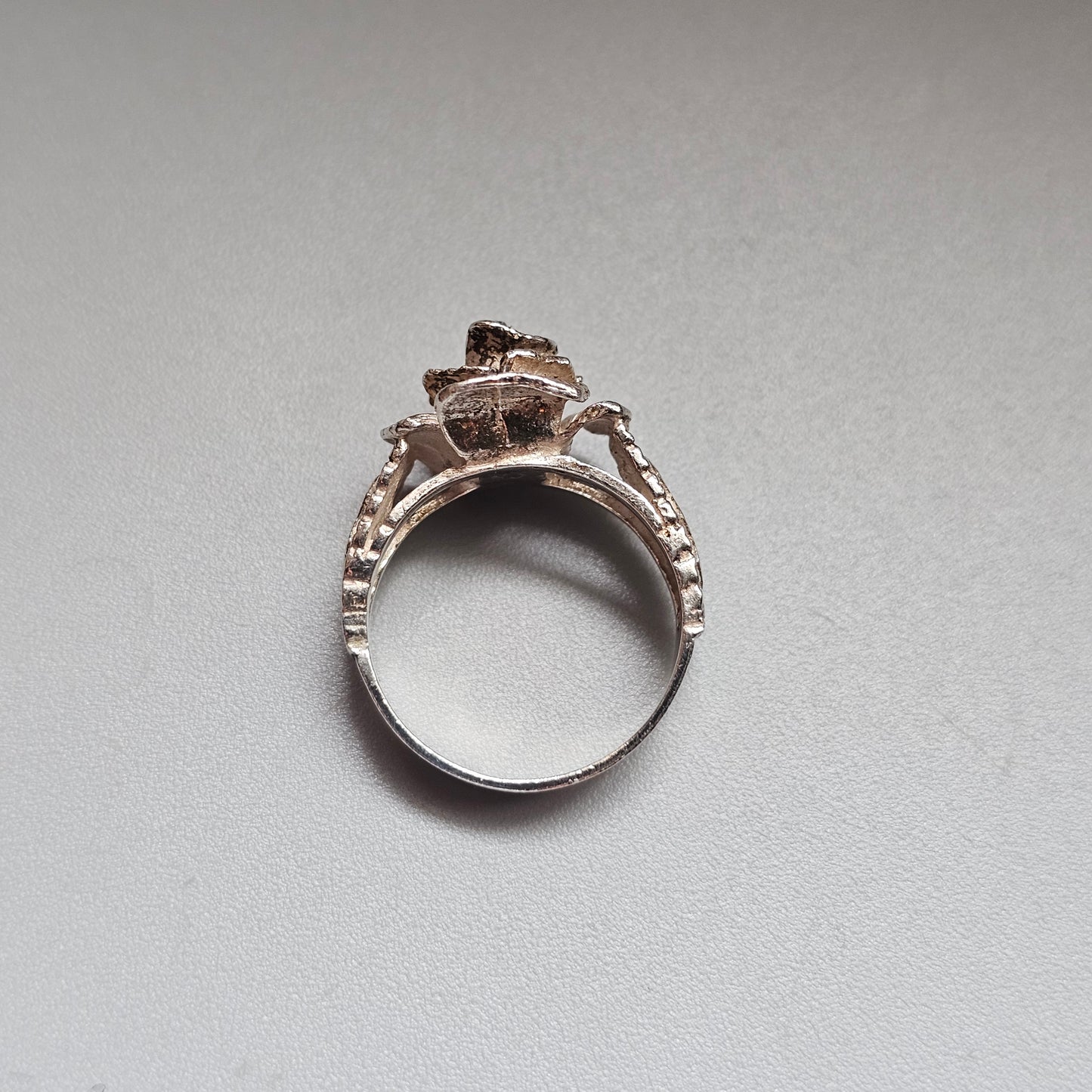 Vintage 1970s 1980s Silver Rose Flower Ring
