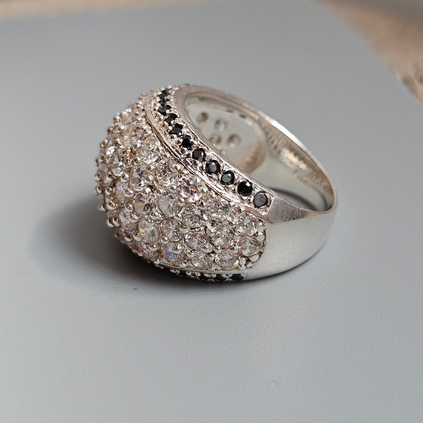 Sterling Silver Cubic Zirconia Dome Statement Ring