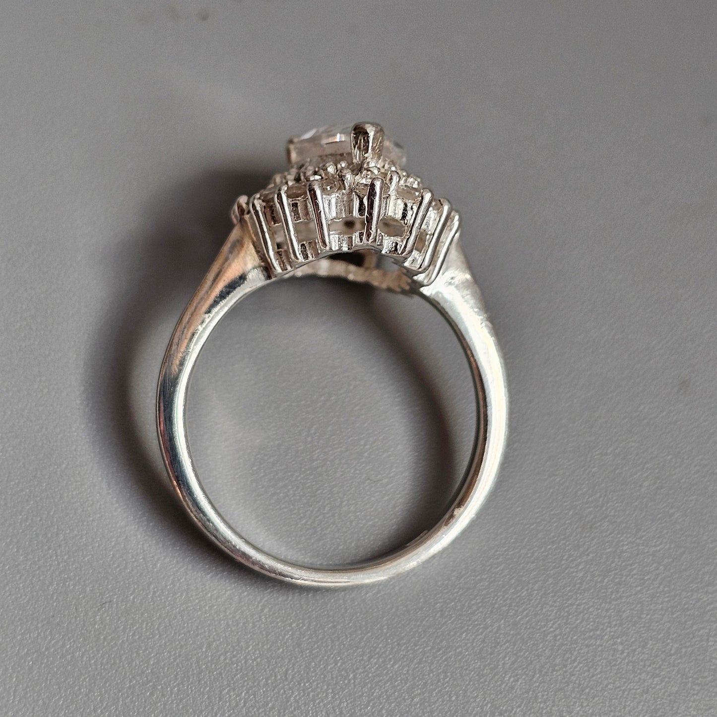 Sterling Silver Pear Cut Cubic Zirconia Halo Ring
