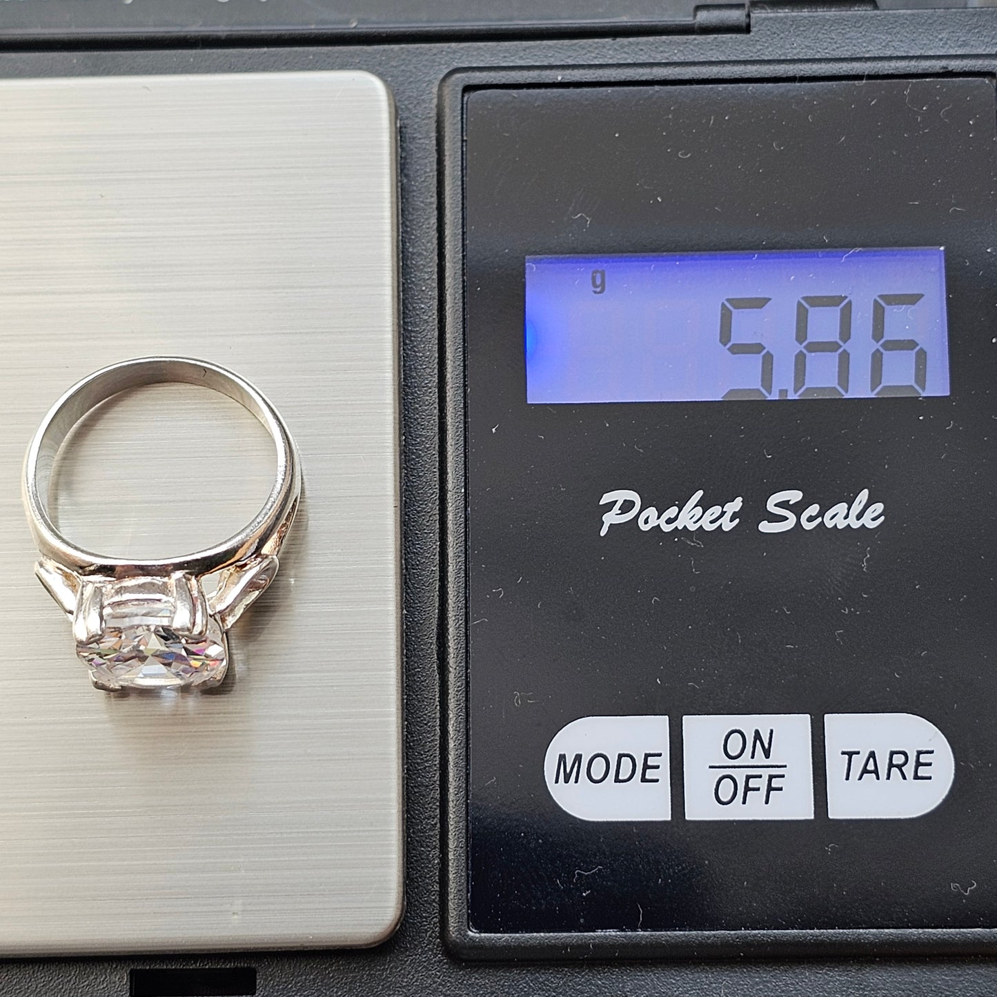 Sterling Silver Cubic Zirconia Solitaire Statement Ring