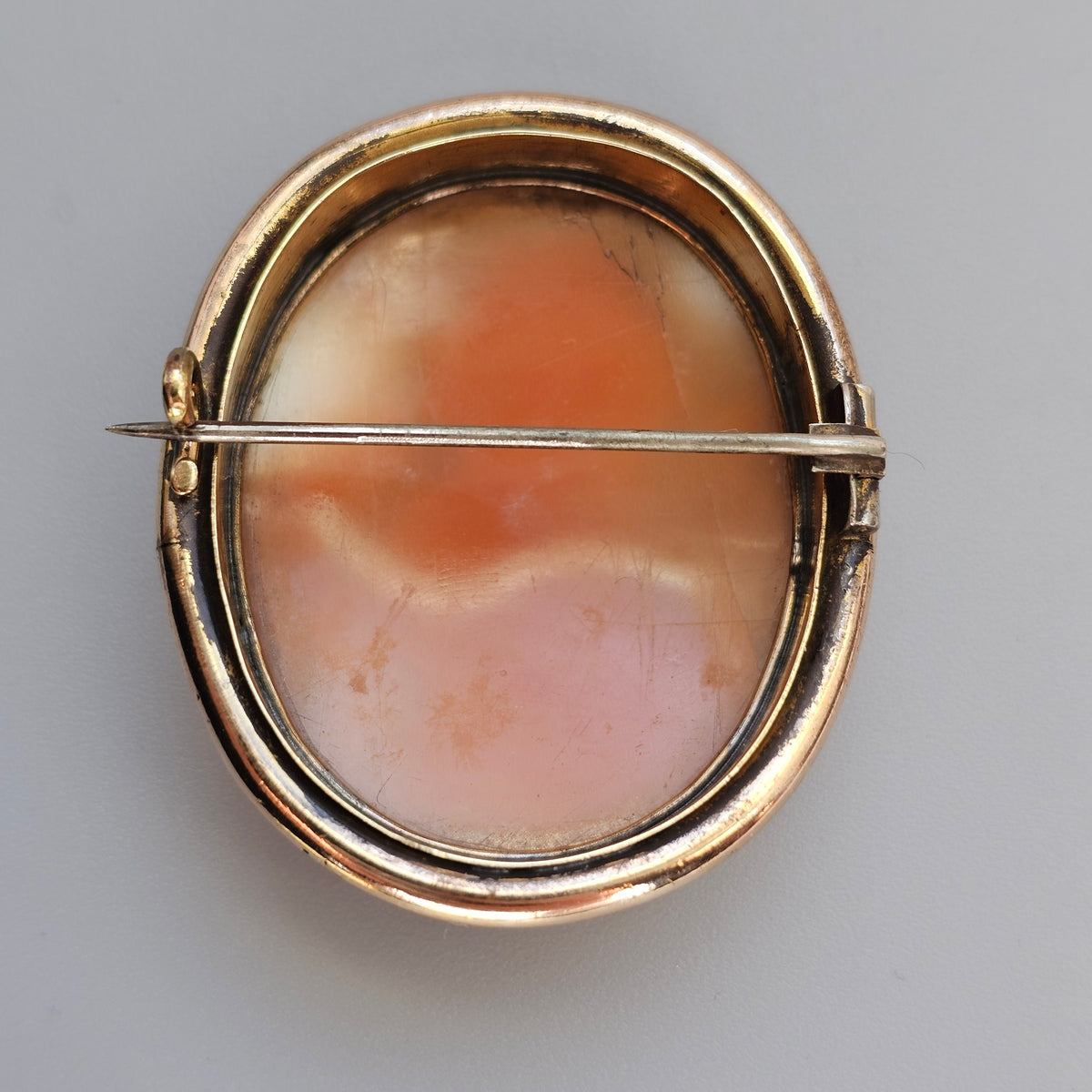 Antique Victorian Bacchante Shell Cameo Brooch Gold Tone Frame