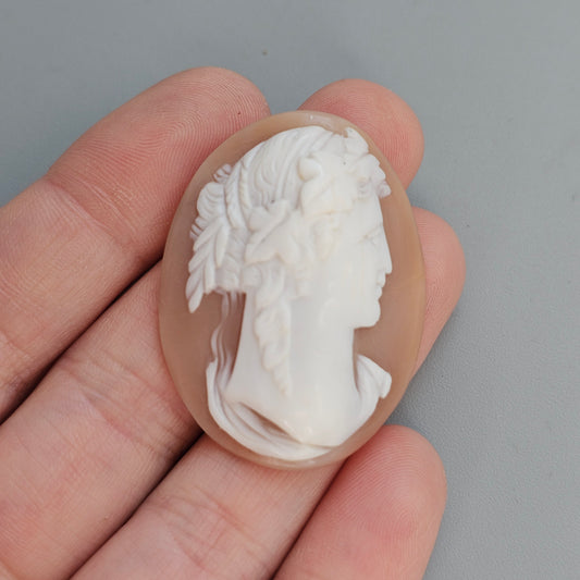 Antique Loose Carved Shell Classical Male Cameo Cabochon
