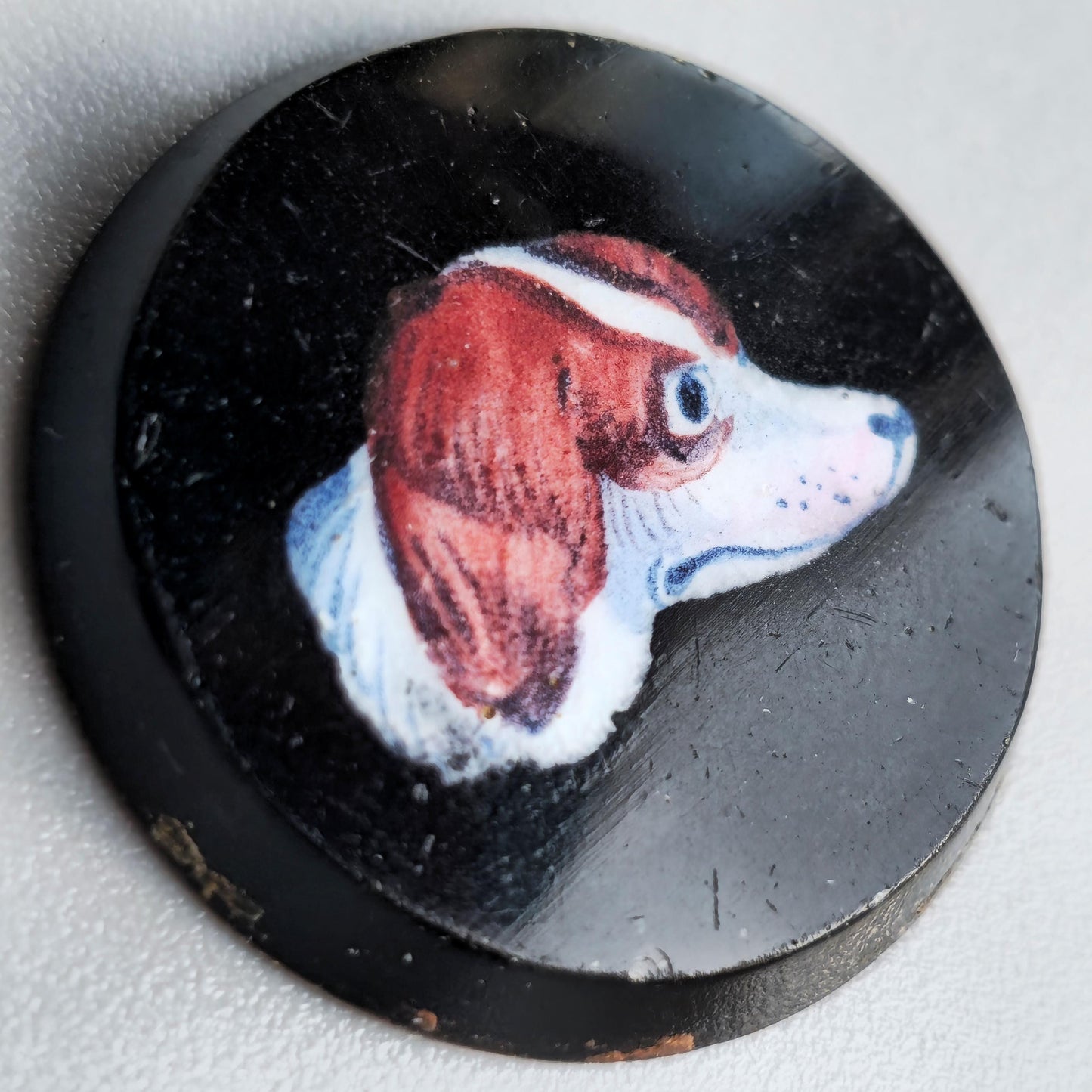 Antique Edwardian Glass Spaniel Portrait Cabochon – Victorian Jewelry Salvage
