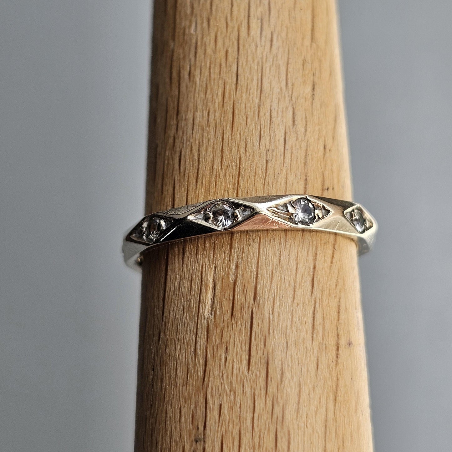 Vintage 9ct Yellow Gold Rock Crystal Eternity Ring - UK Size M 1/2 / US 6.25