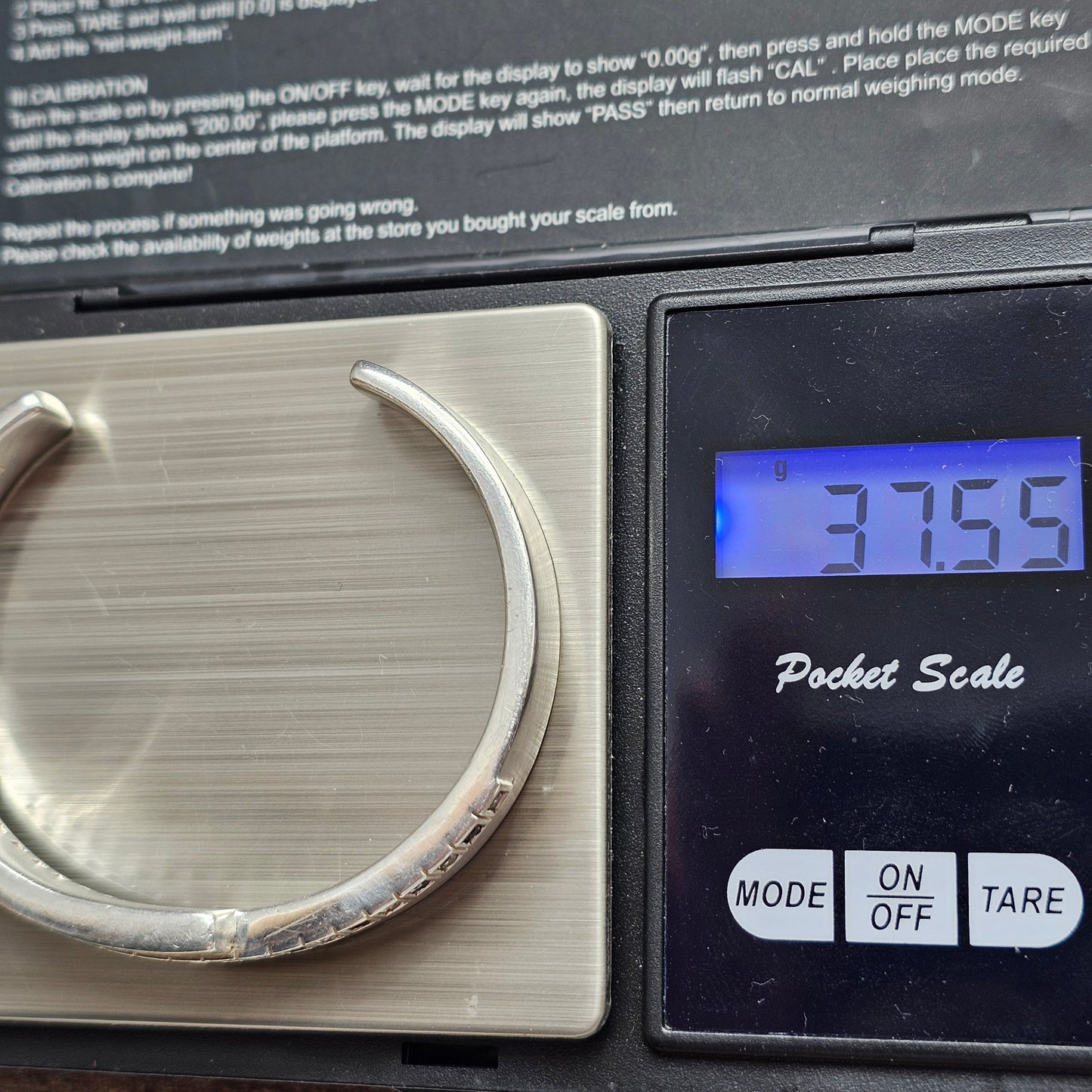 Vintage Heavy Esprit Sterling Silver & Cubic Zirconia Torque Bangle