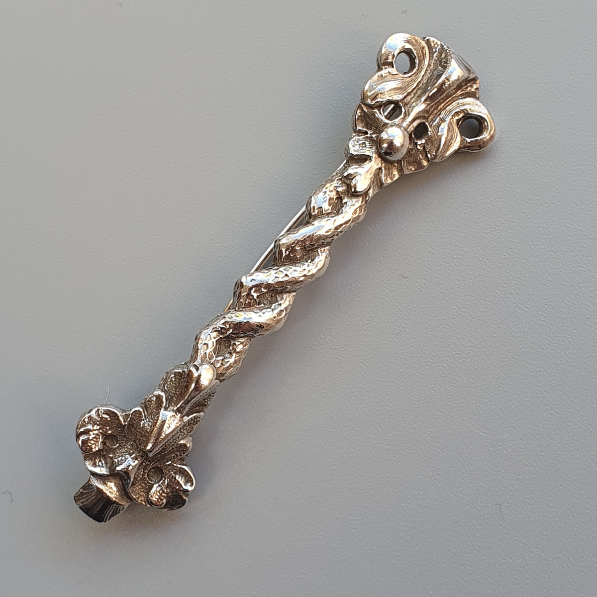 Vintage Silver Brooch Made From Antique Spoon Handle