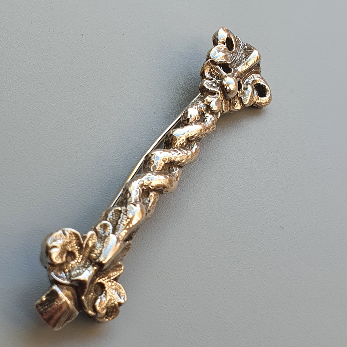Vintage Silver Brooch Made From Antique Spoon Handle