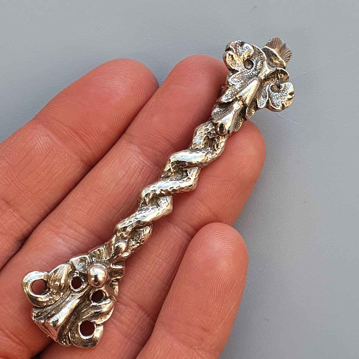 Vintage Silver Brooch Made From Antique Spoon Handle