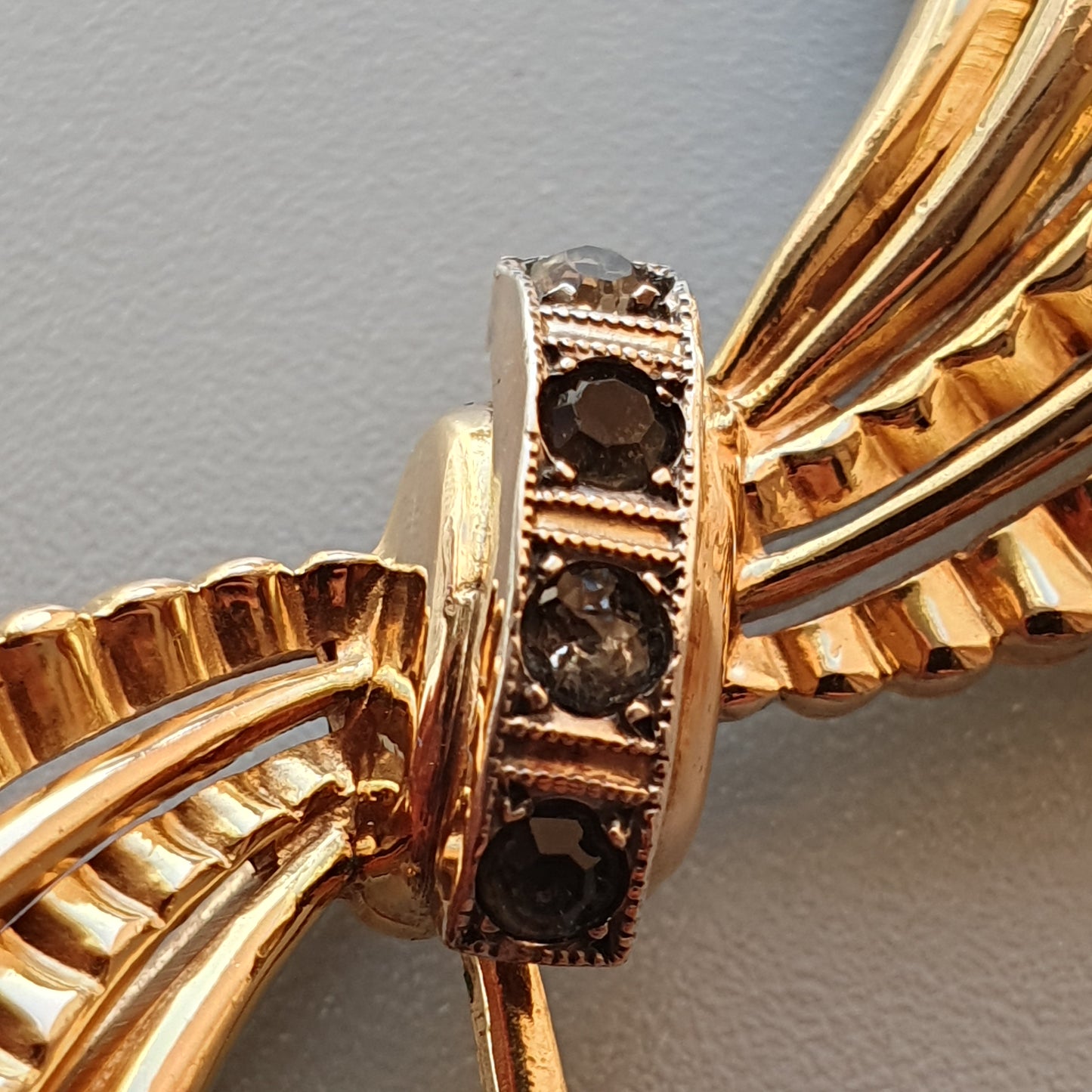 Vintage Rolled Gold Ribbon Bow Brooch by Kollmar & Jourdan