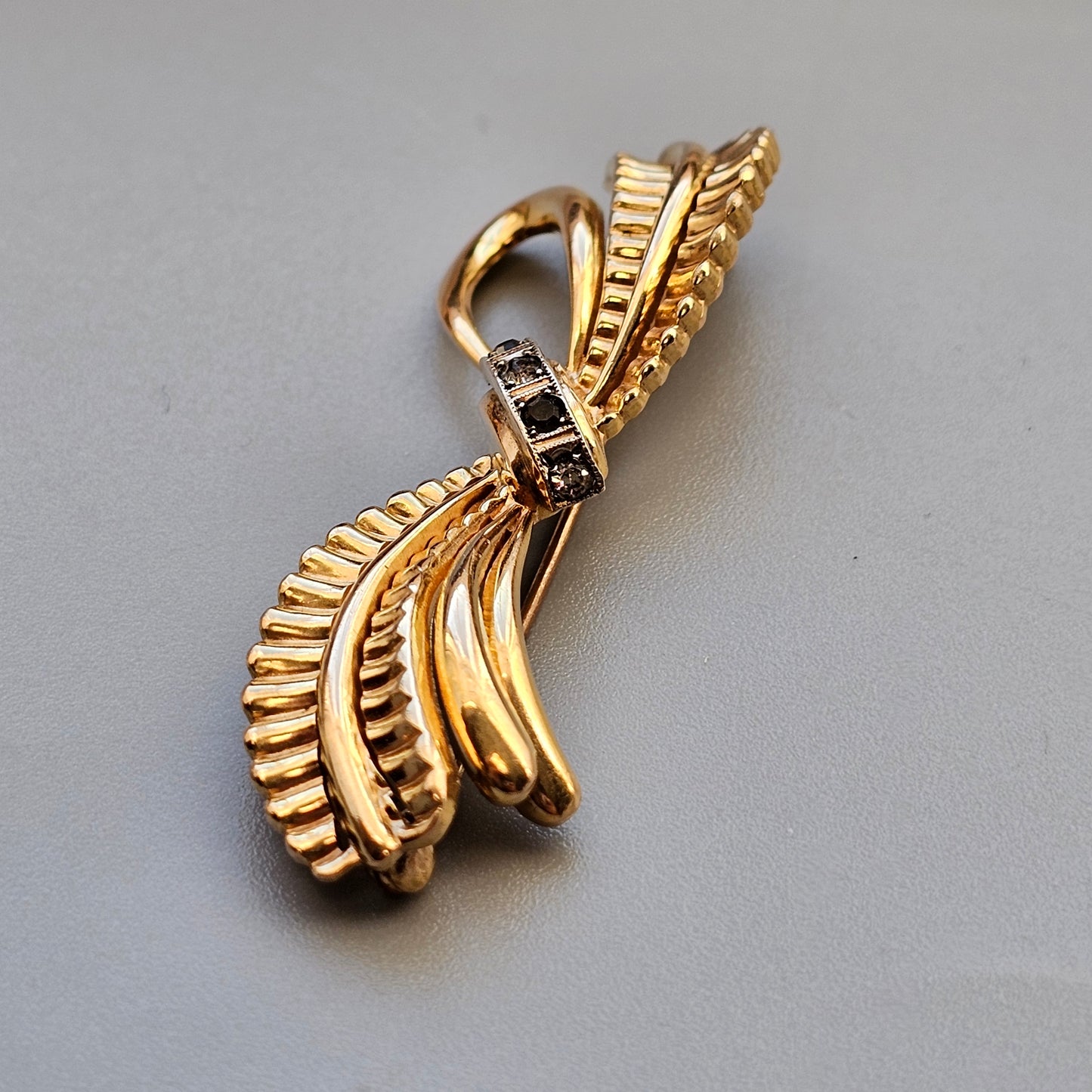 Vintage Rolled Gold Ribbon Bow Brooch by Kollmar & Jourdan