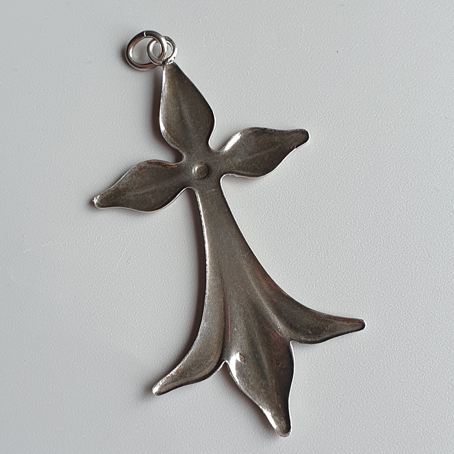 Antique French Old Silver Heraldic Cross Necklace Pendant