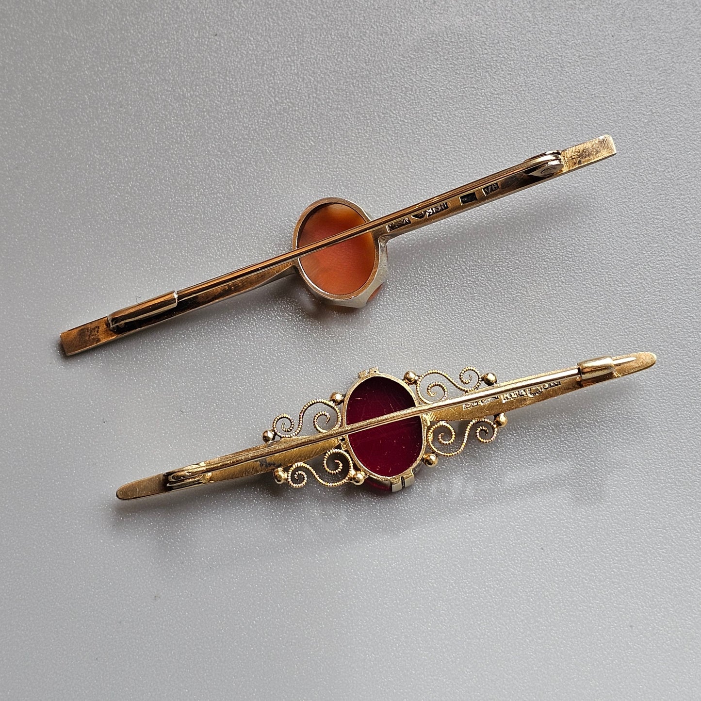 Vintage Finnish Art Deco Style Cameo & Silver Bar Brooch 1950