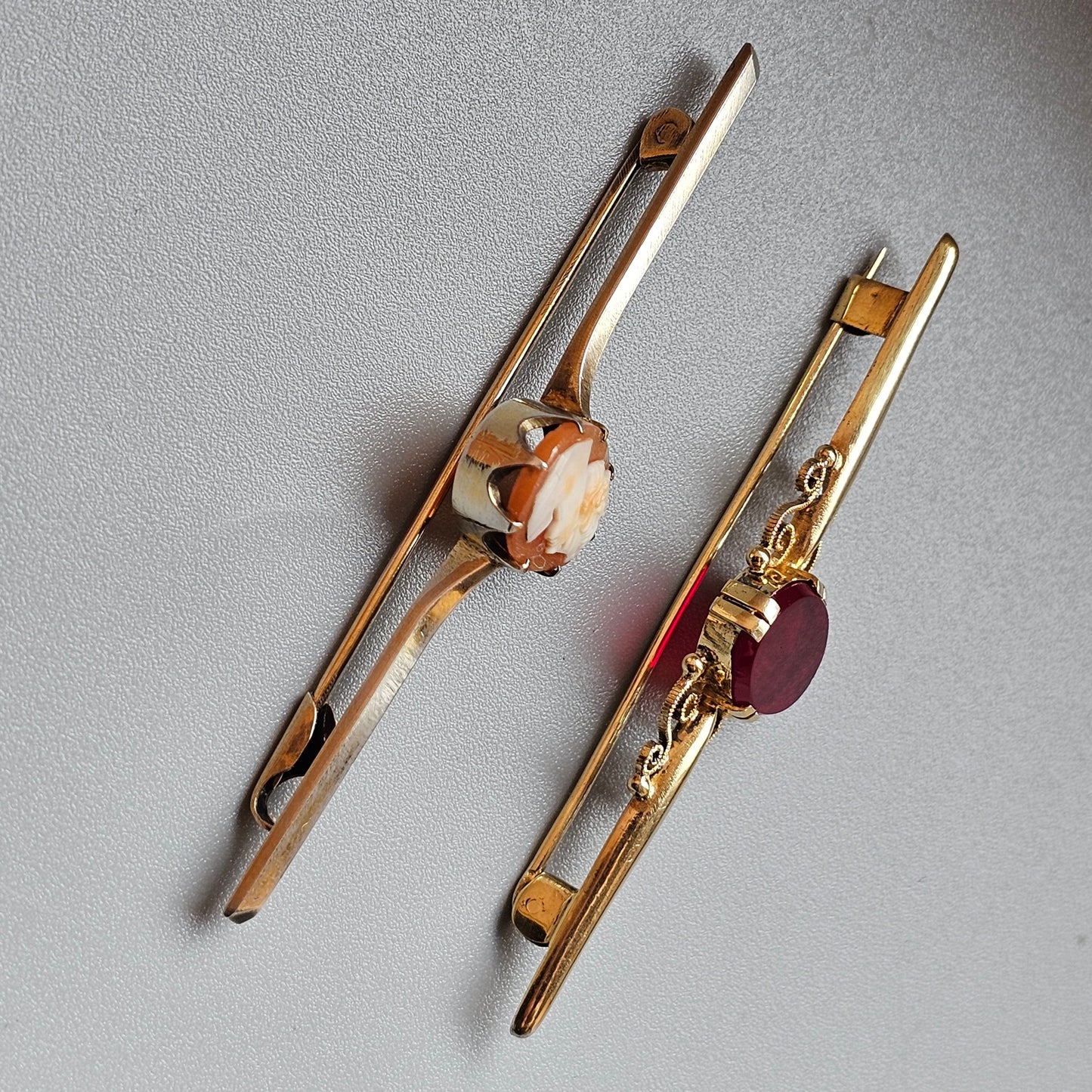 Vintage Finnish Art Deco Style Cameo & Silver Bar Brooch 1950