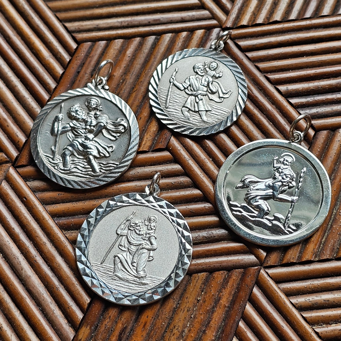Vintage Silver Saint Christopher Necklace Pendants – Travel Protection Medals, Choice of Designs