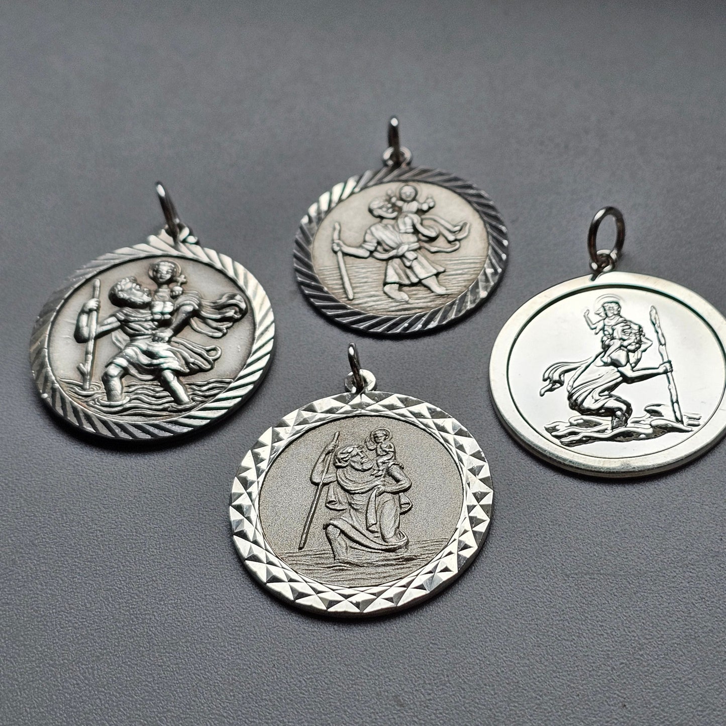 Vintage Silver Saint Christopher Necklace Pendants – Travel Protection Medals, Choice of Designs
