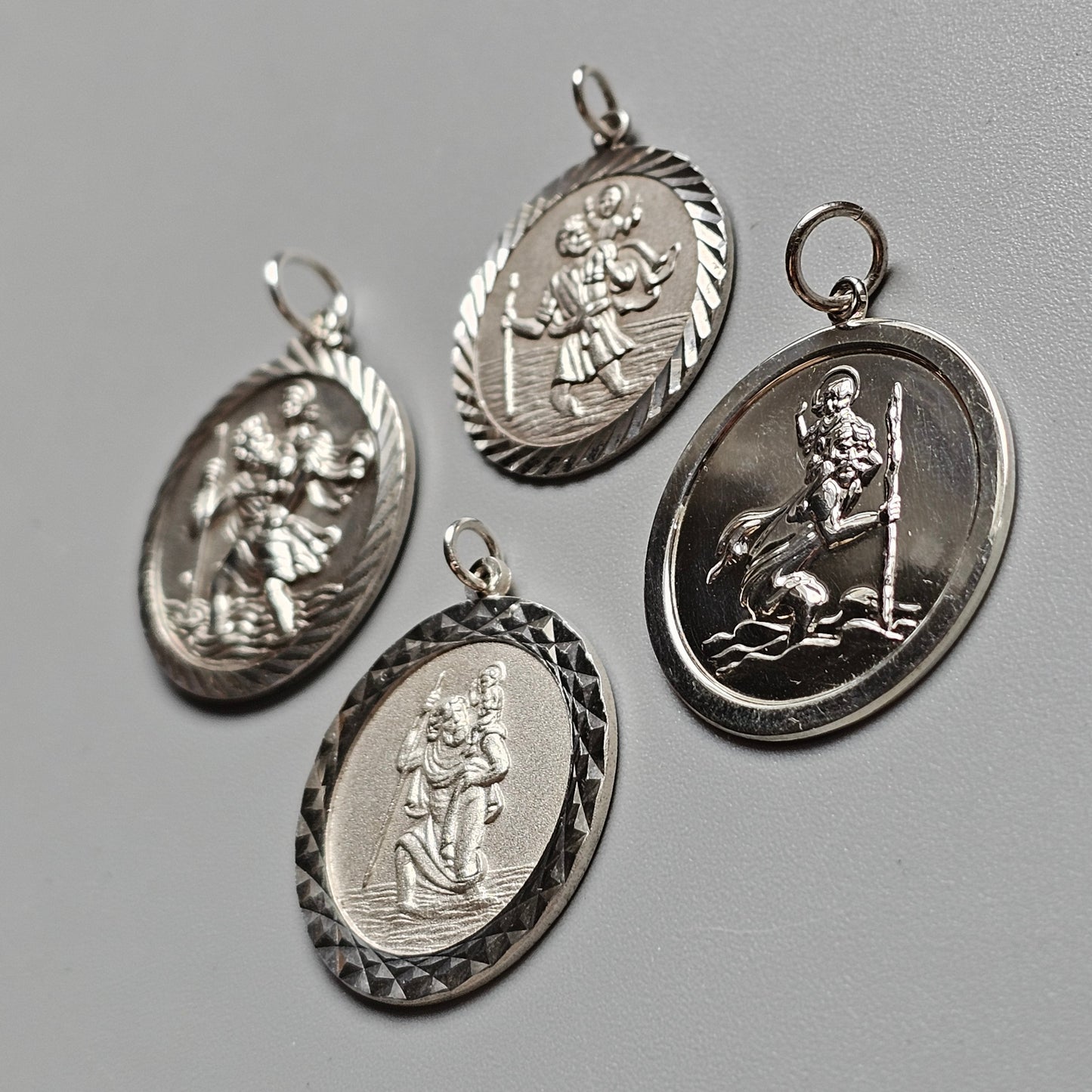 Vintage Silver Saint Christopher Necklace Pendants – Travel Protection Medals, Choice of Designs