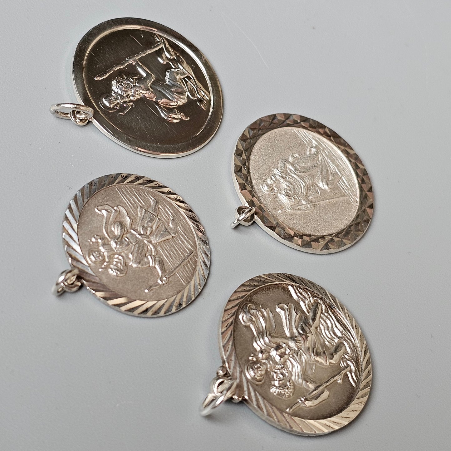 Vintage Silver Saint Christopher Necklace Pendants – Travel Protection Medals, Choice of Designs