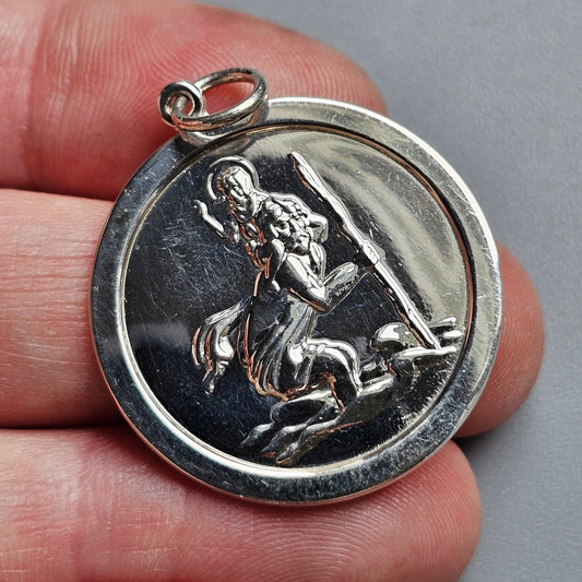Vintage Silver Saint Christopher Necklace Pendants – Travel Protection Medals, Choice of Designs