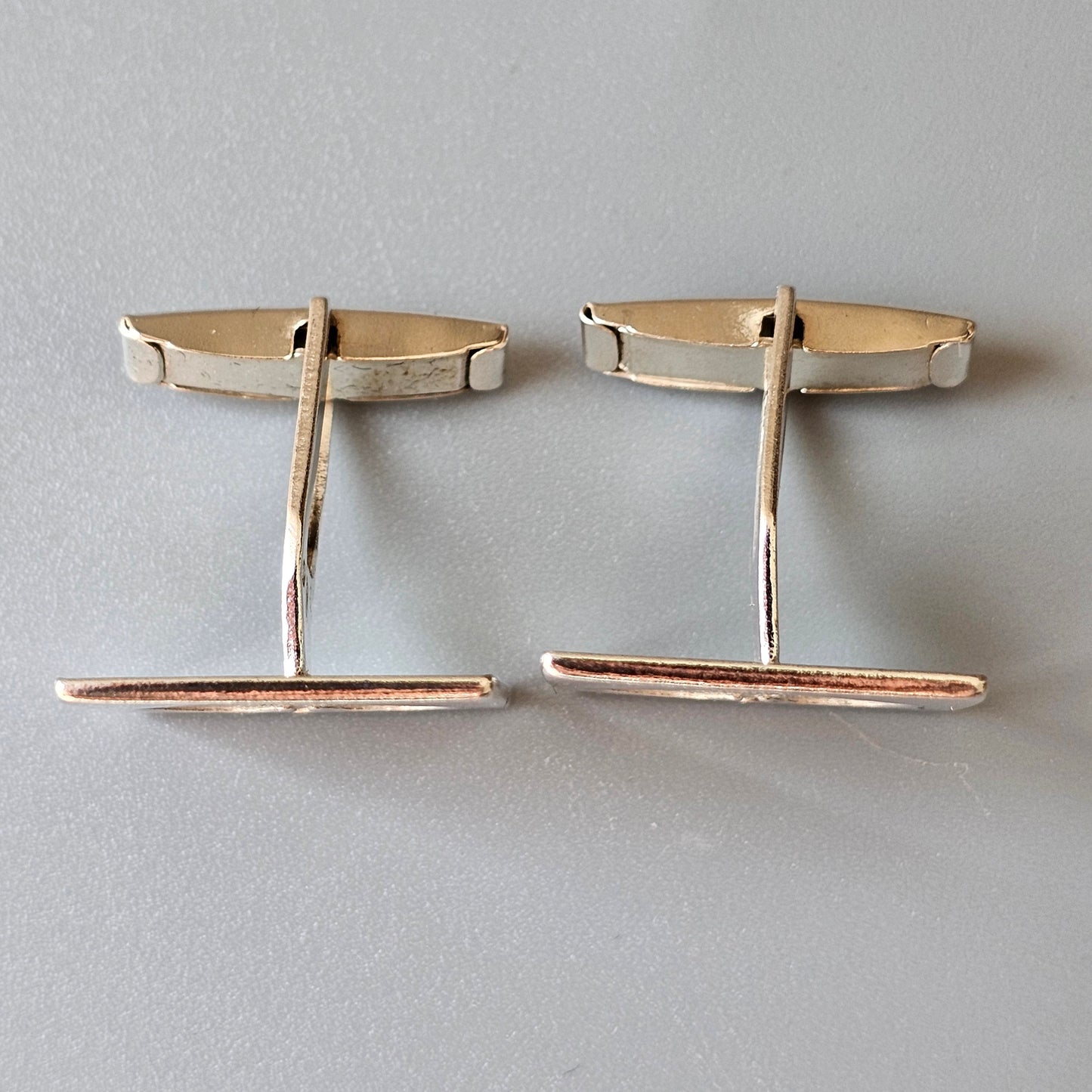 Vintage Modernist Polish 800 Silver Cufflinks Spades Card Suit - Mid Century Modern Krakow