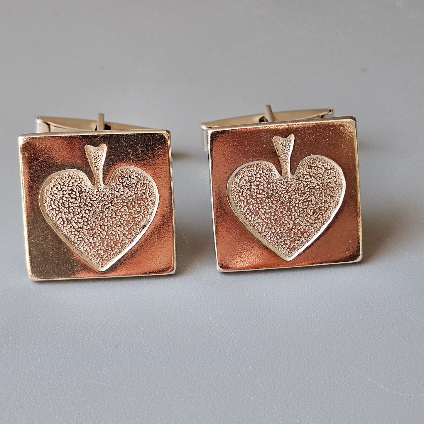 Vintage Modernist Polish 800 Silver Cufflinks Spades Card Suit - Mid Century Modern Krakow