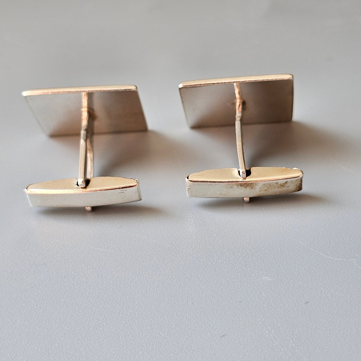 Vintage Modernist Polish 800 Silver Cufflinks Spades Card Suit - Mid Century Modern Krakow