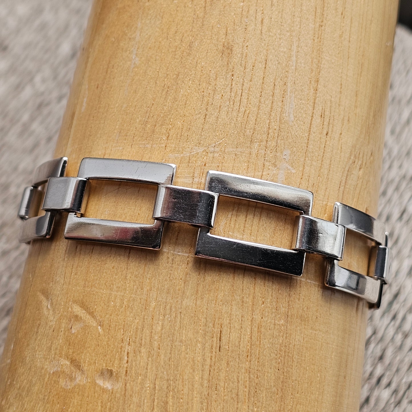 Contemporary Italian Sterling Silver Geometric Link Bracelet