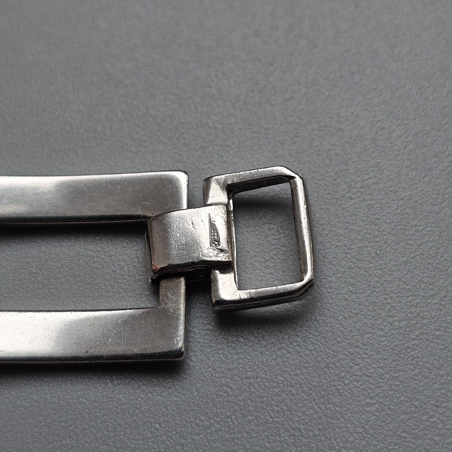 Contemporary Italian Sterling Silver Geometric Link Bracelet