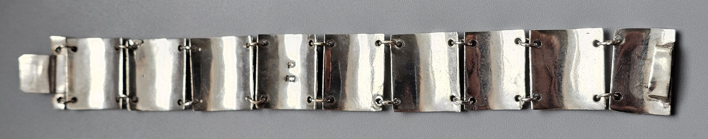 Vintage South American 900 Silver Inca Aztec Style Storyteller Panel Bracelet
