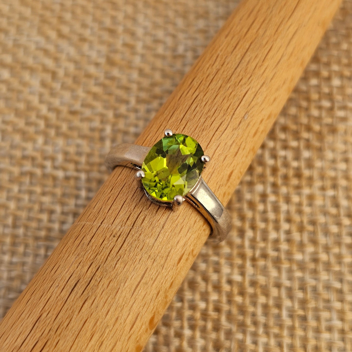 Peridot & Sterling Silver Solitaire Ring