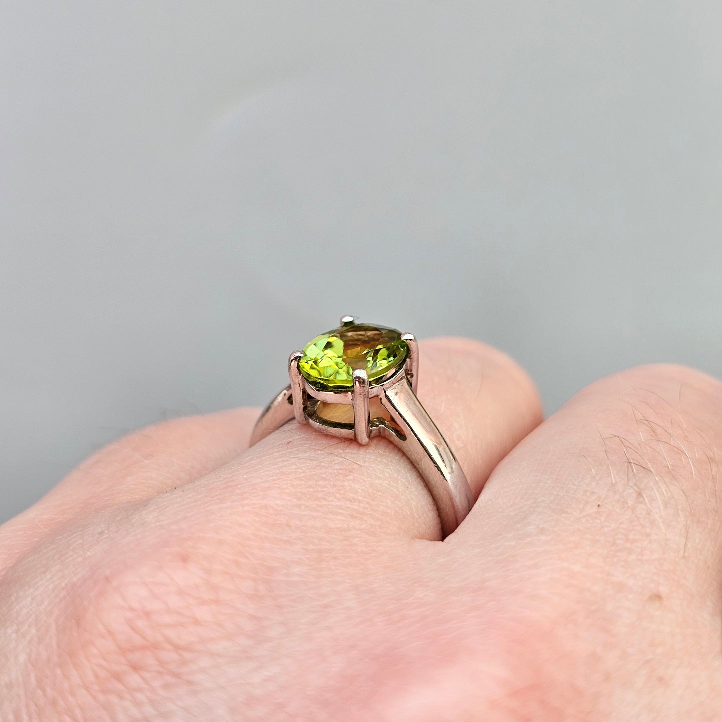 Peridot & Sterling Silver Solitaire Ring