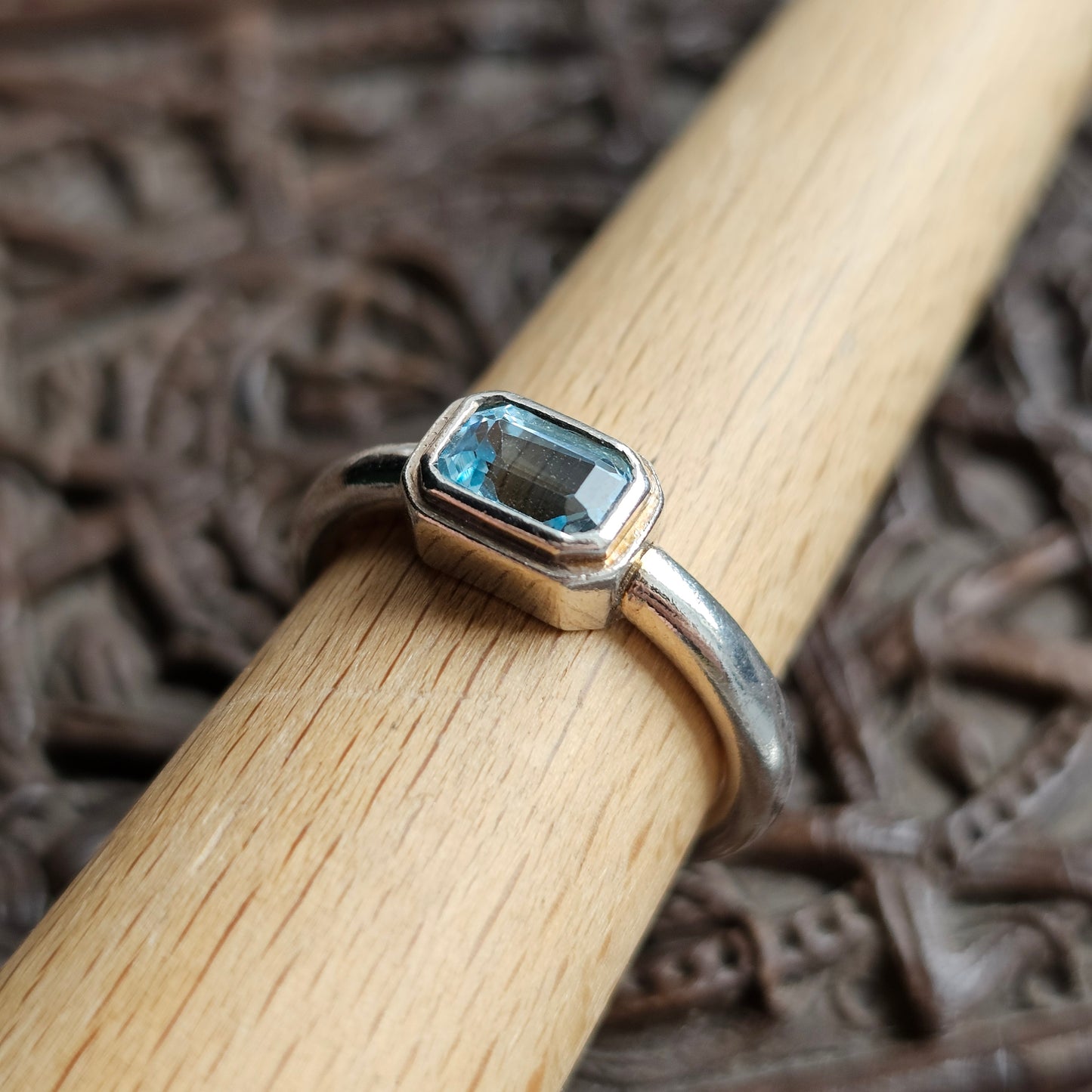 Sterling Silver & Blue Topaz Solitaire Ring
