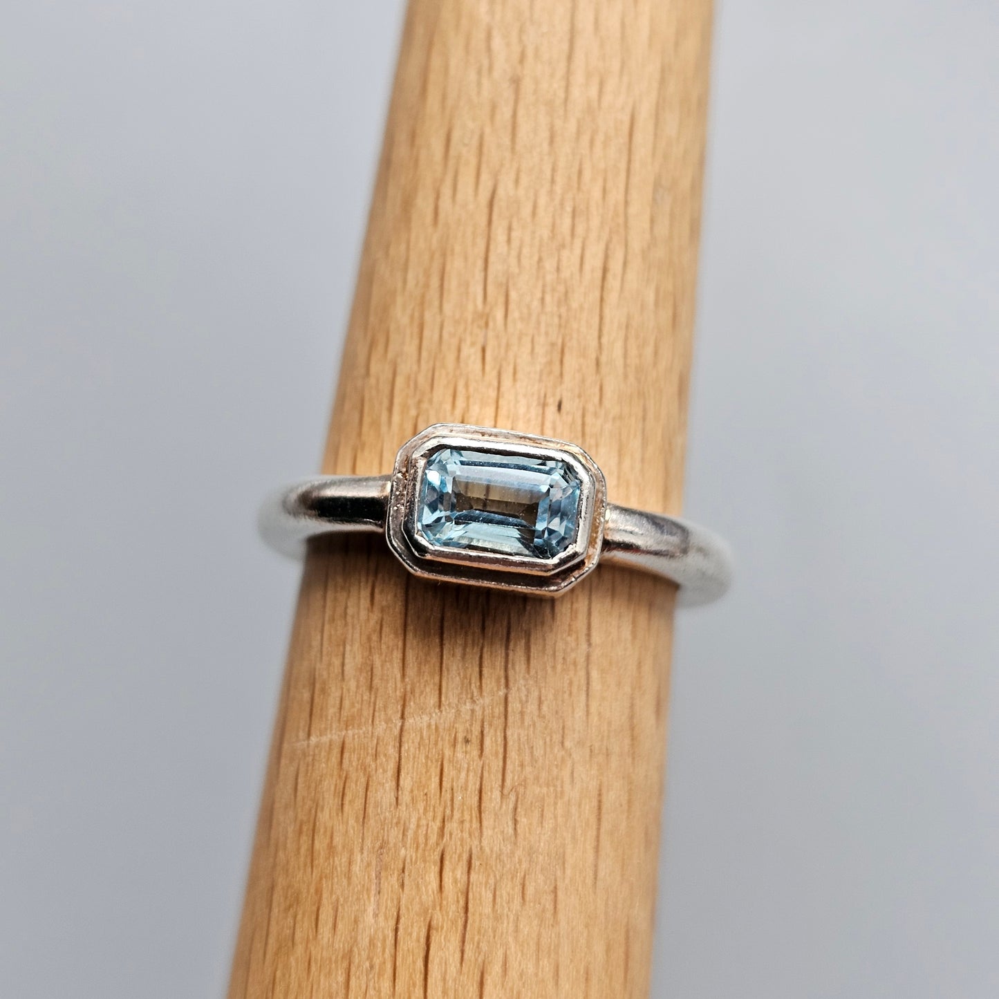Sterling Silver & Blue Topaz Solitaire Ring