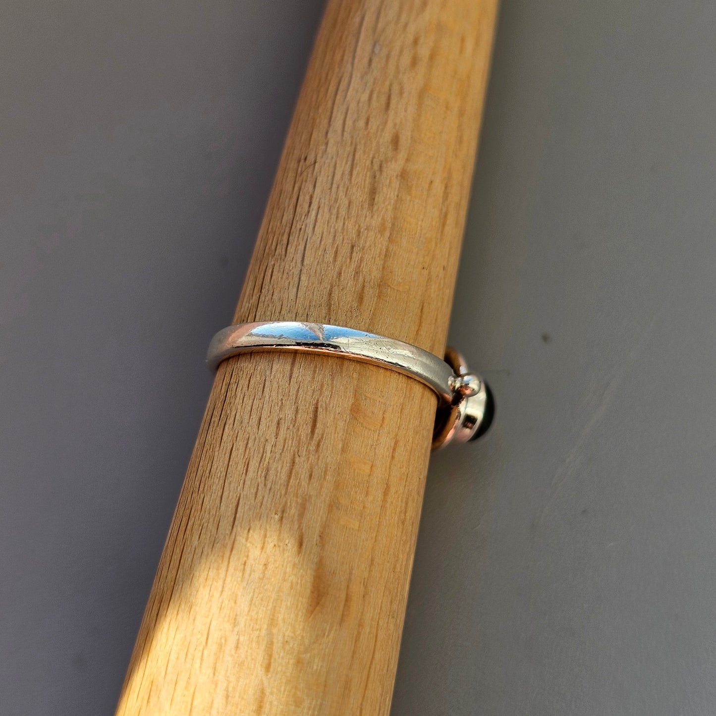 Sterling Silver & Black Star Diopside Solitaire Ring